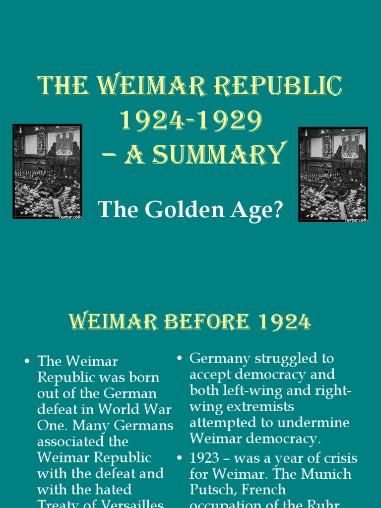 The Weimar Republic 1924-1929 - A Summary | PDF | Politics