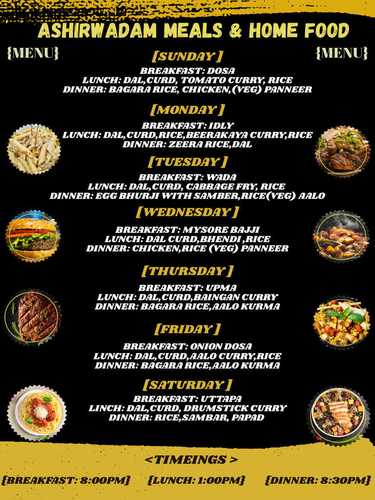 Weekly Home-Cooked Meal Menu | PDF