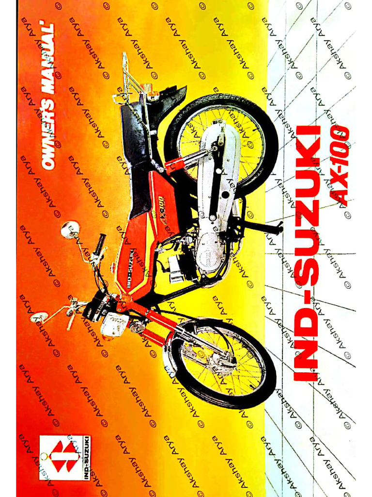Ind-Suzuki Ax100 Owner's Manual | PDF