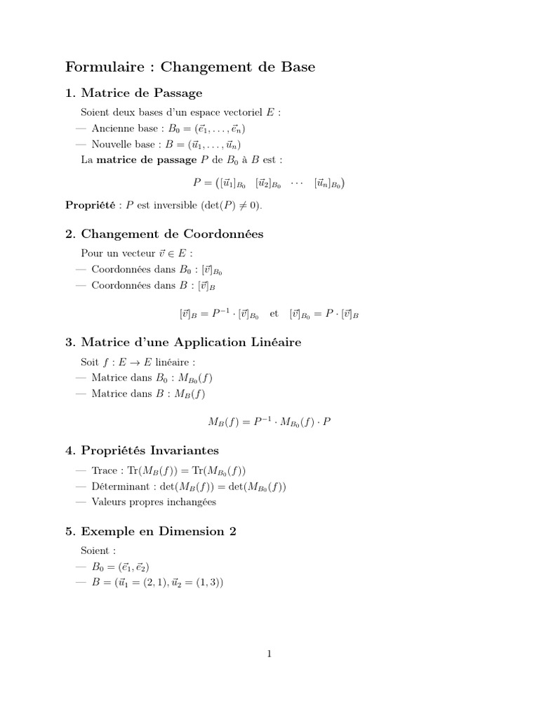 Matrice de Passage et Changement de Base PDF — free download