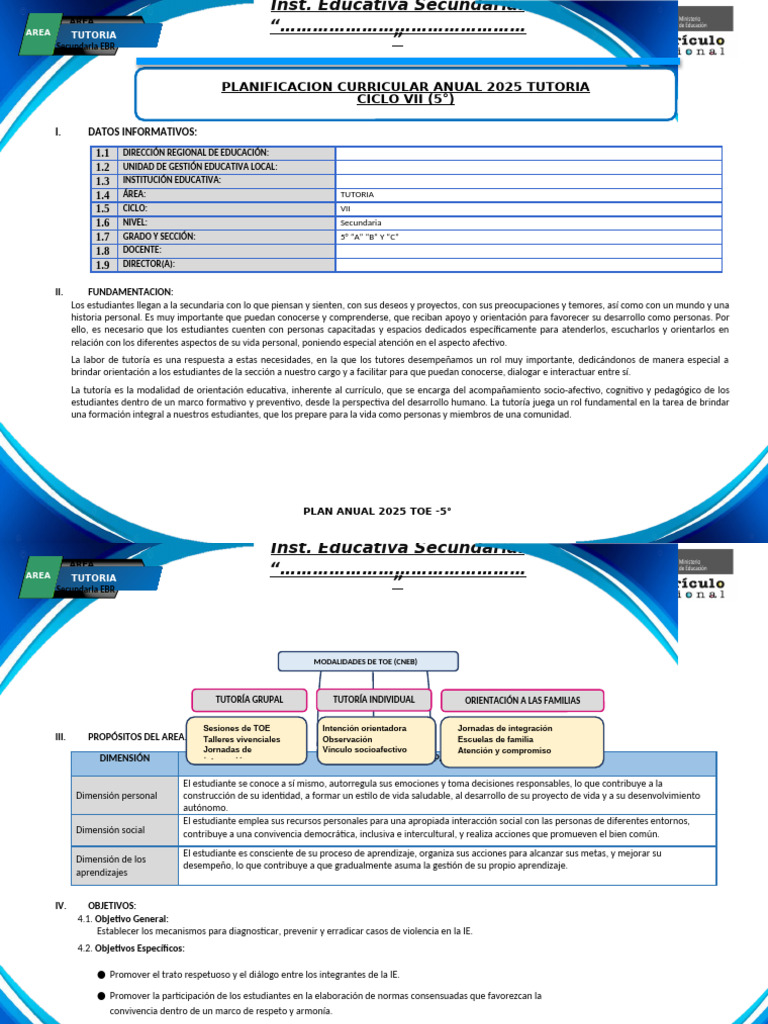 Plan Anual de Tutoría Secundaria 2025 | PDF | Empatía | Las emociones