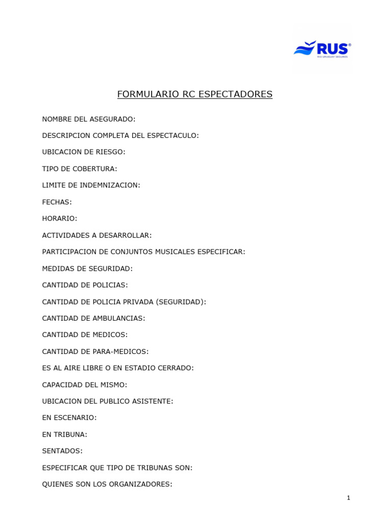 Formulario RC Espectadores | PDF