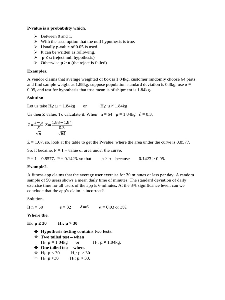 Understanding P-Value in Hypothesis Testing | PDF