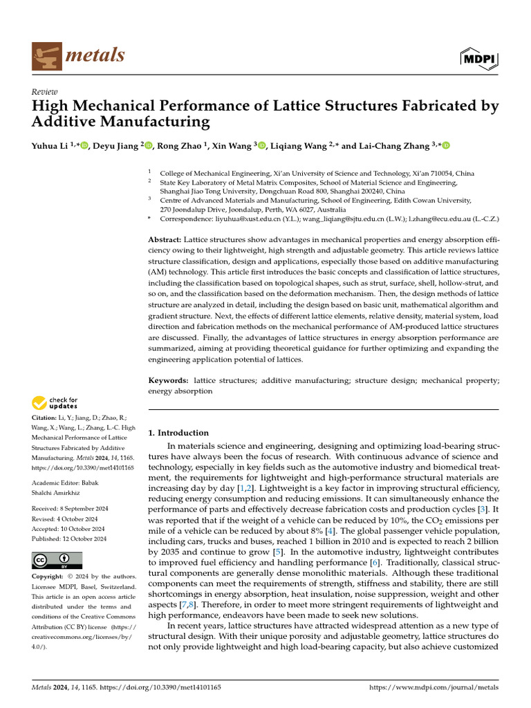 High-Performance Lattice Structures in AM | PDF | Deformation ...