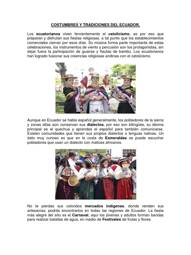 Costumbres Y Tradiciones Del Ecuador Ecuador Carnaval