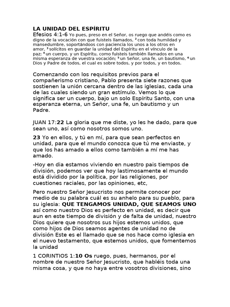 La Unidad Del Espíritu | PDF | Cristo (título) | Creencia religiosa y ...