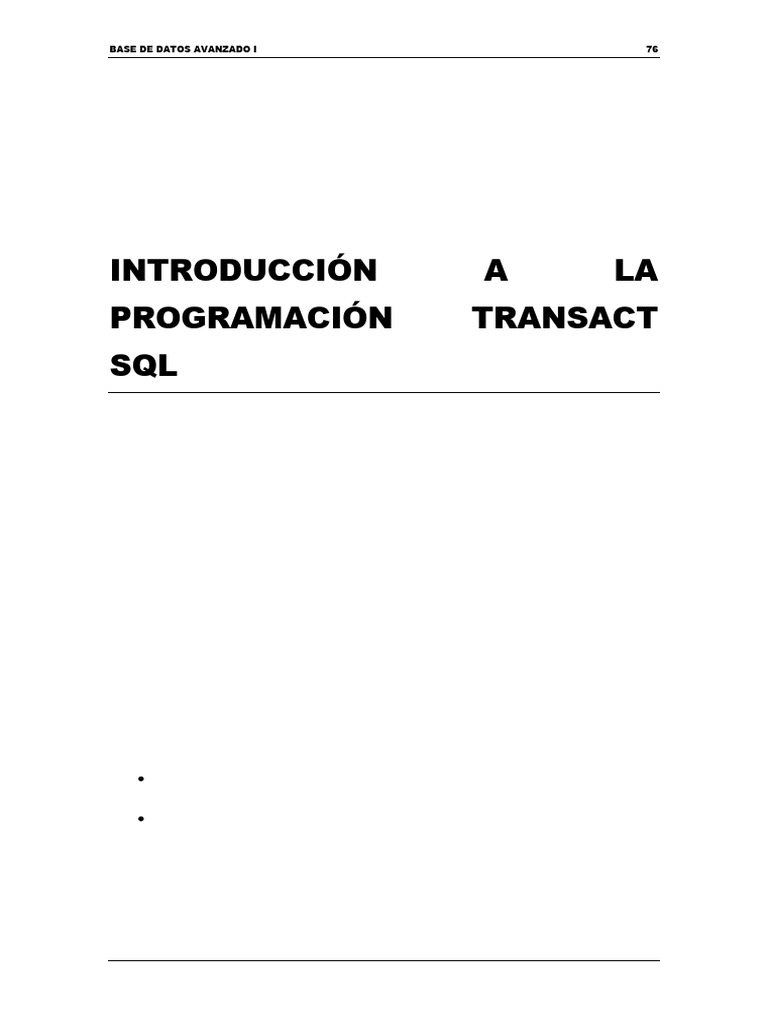 Introduccion Al Transact SQL | PDF | SQL | Flujo de control