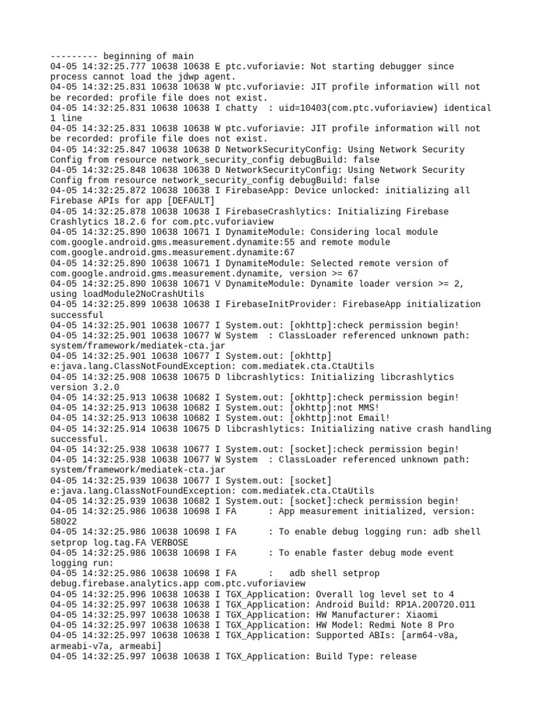 Vuforia View App Debug Log Analysis | PDF | License | Computing