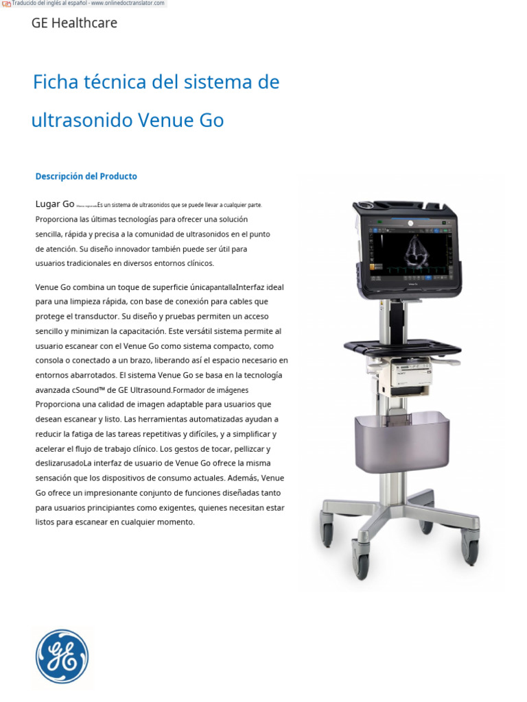 Ficha técnica del ultrasonido Venue Go | PDF | Pantalla de cristal ...