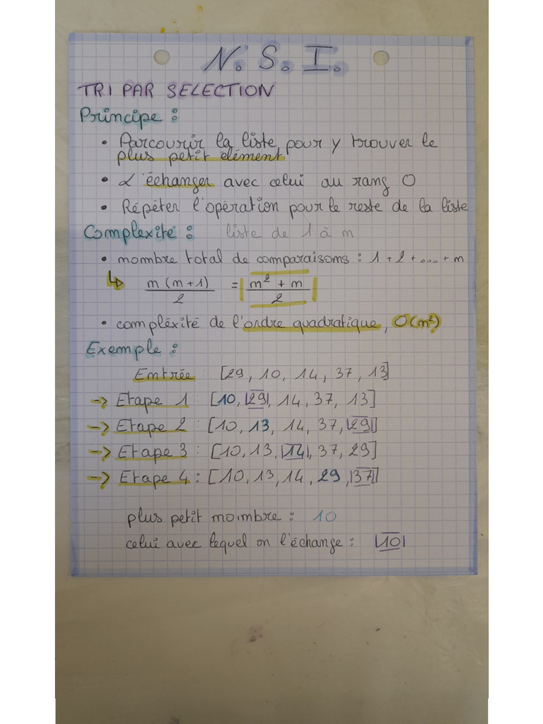 Fiche de Révision Tri Par Sélection | PDF