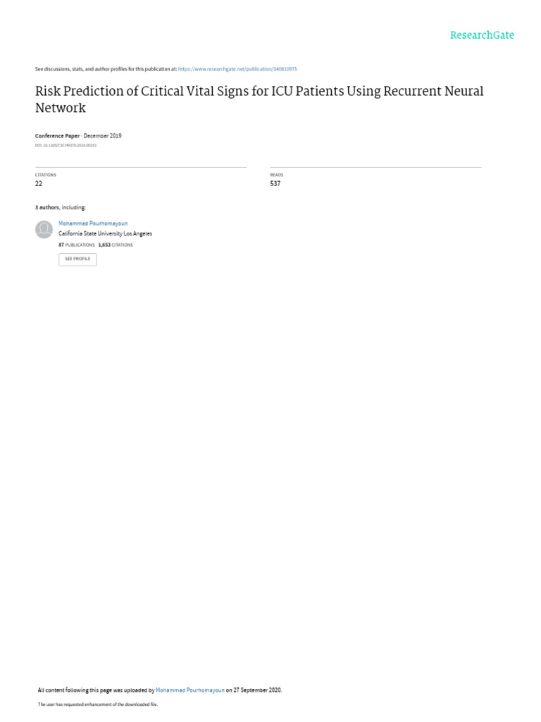 RiskPrediction20191021 DC | PDF | Intensive Care Unit | Machine Learning