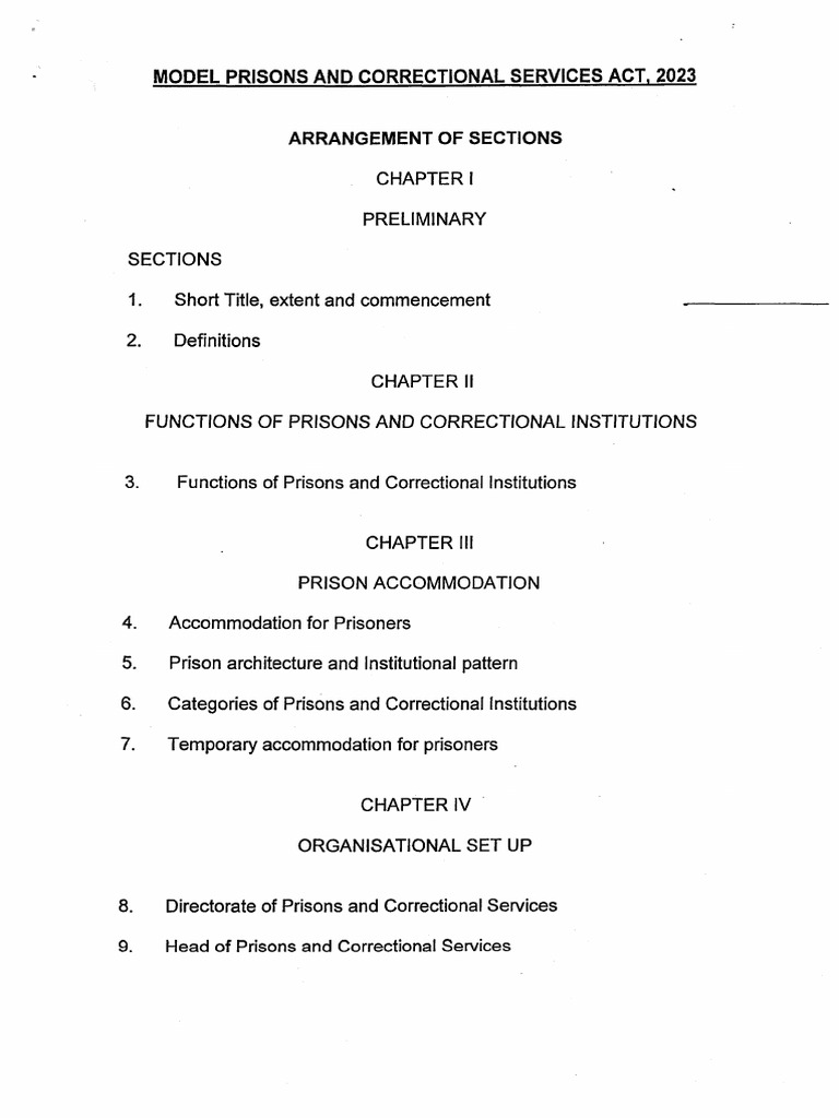Model Prisons and Correctional Services Act | PDF | Prison | Prisoner