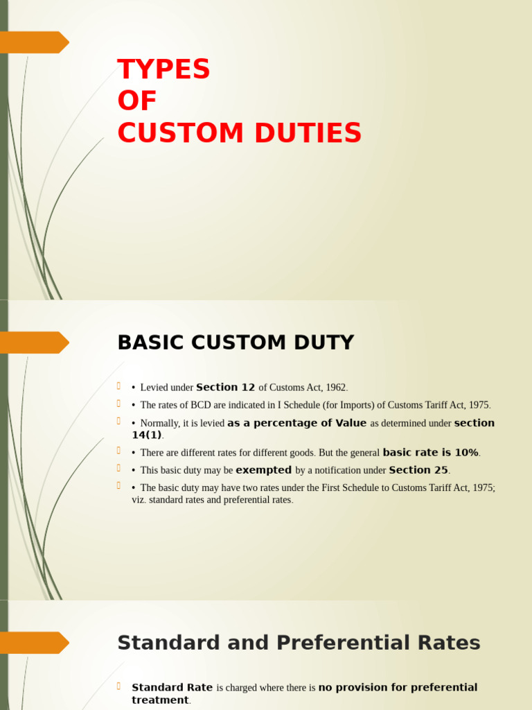 Types of Custom Duties Explained | PDF | Dumping (Pricing Policy) | Taxes