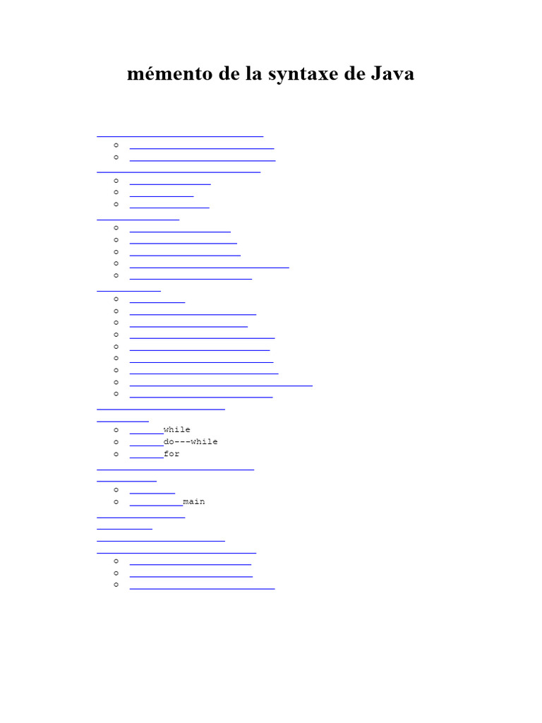 Mémento de la syntaxe Java | PDF | Structure de contrôle | Division