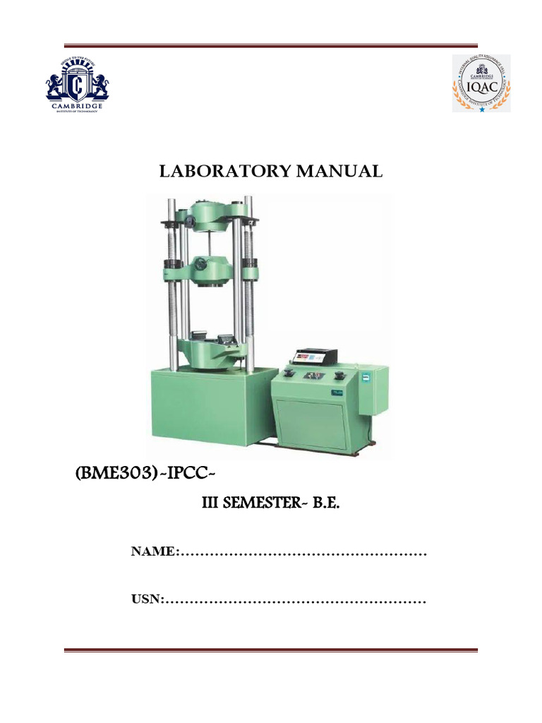 BME303 Material Testing Lab Manual | PDF | Wear | Hardness