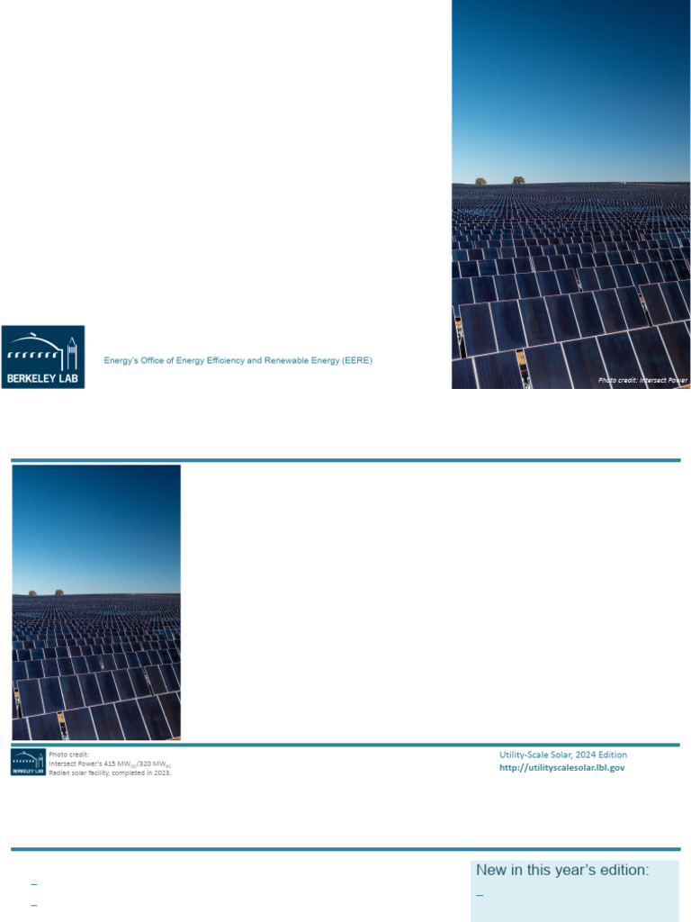 Utility Scale Solar 2024 Edition Slides | PDF | Solar Power | Photovoltaics