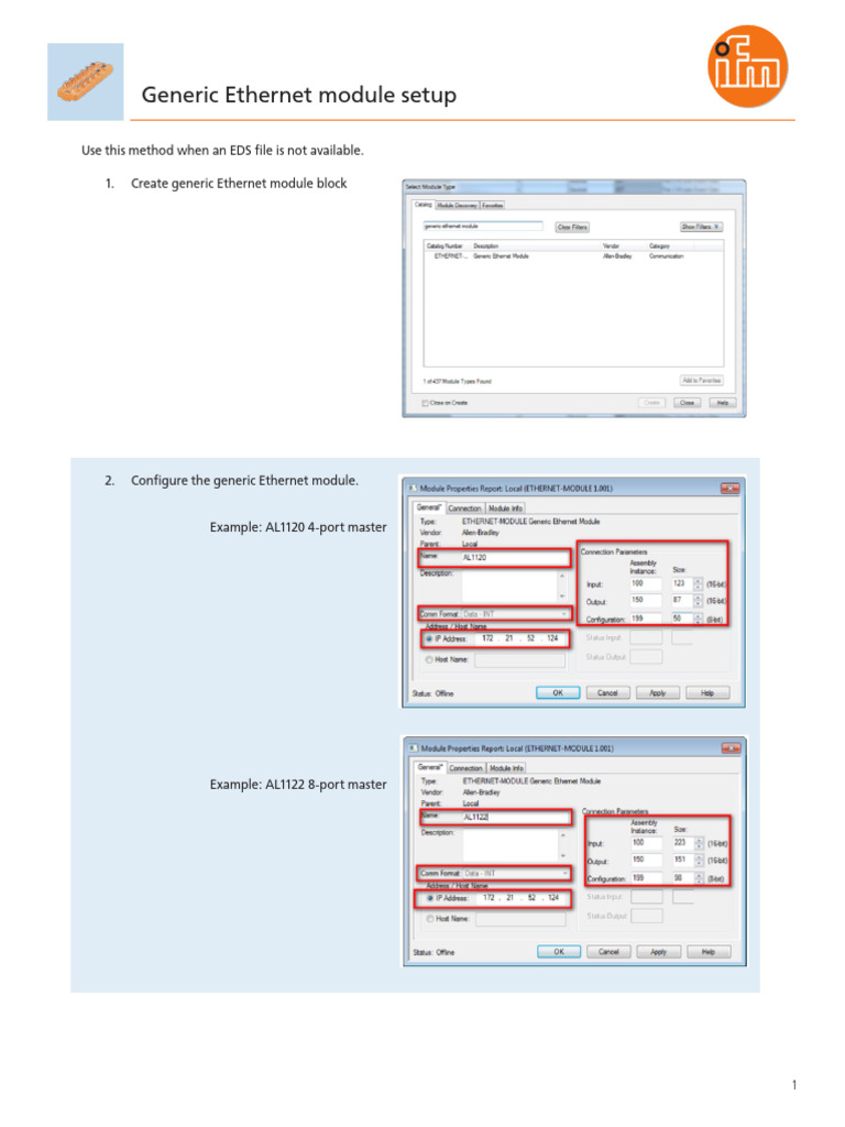 AL1122 Ethernet Module Configuration Guide | PDF