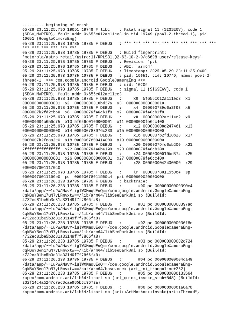 Google Camera Eng Crash Log Analysis | PDF | Computer Engineering ...