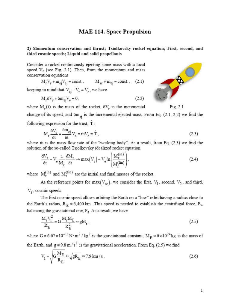 MAE 114 Lecture Notes Rev | PDF | Rocket | Fluid Dynamics