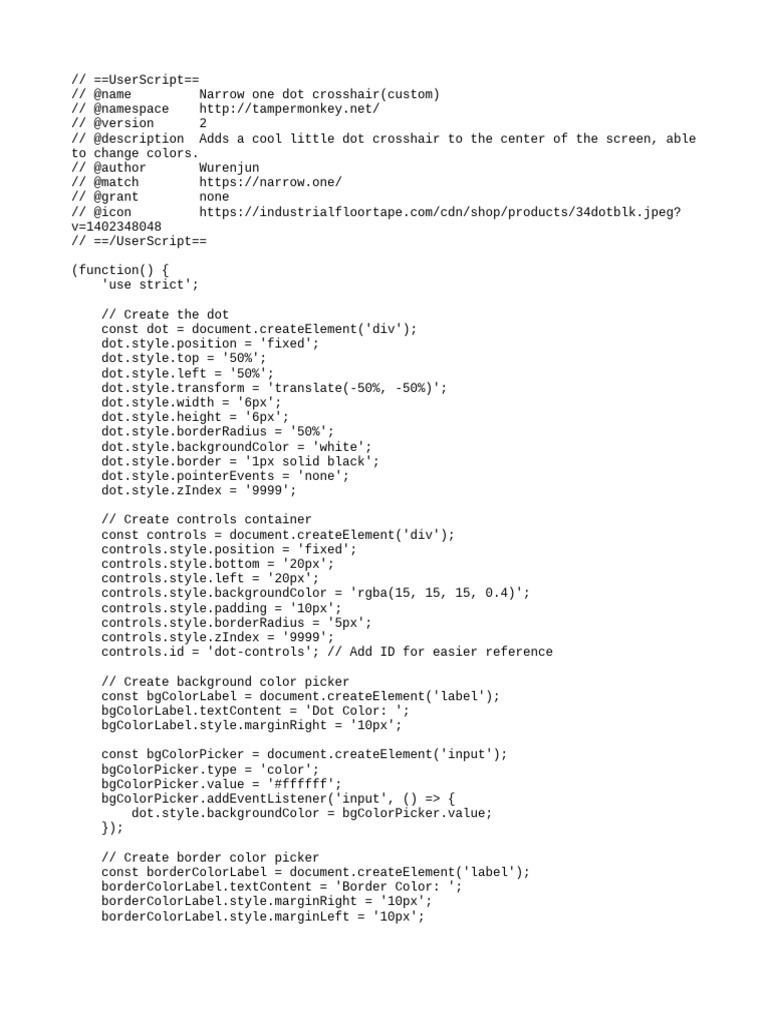 Custom Dot Crosshair for Narrow.one | PDF