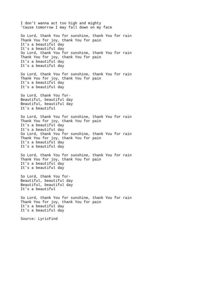 Beautiful Day (Thank You For Su-1 | PDF