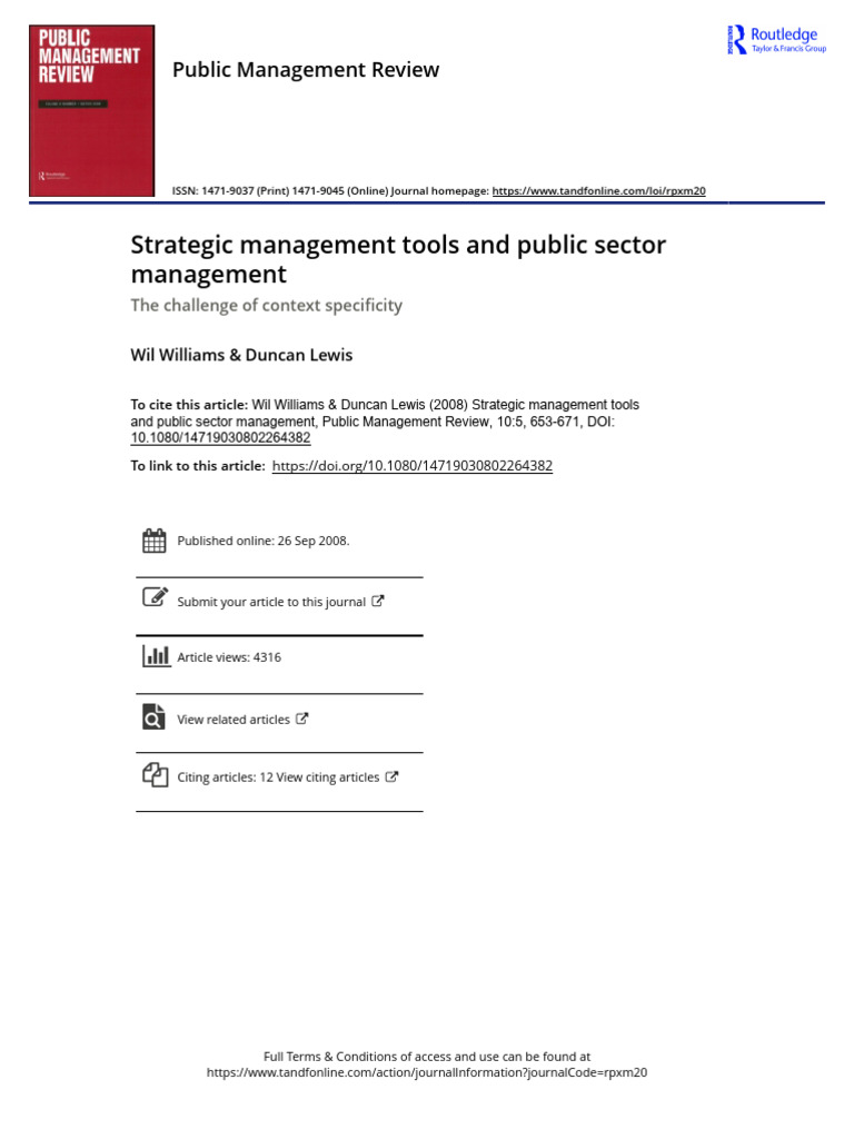 Strategic Management Tools and Public Sector Management | PDF ...