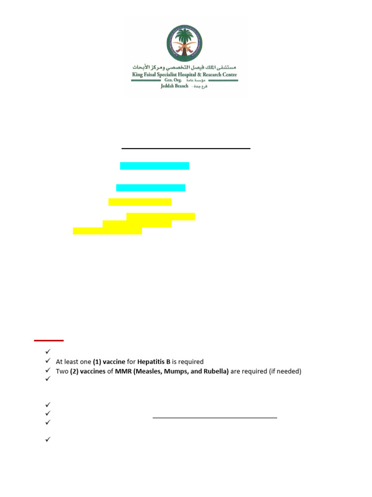 Academic and Training Affairs Medical Screening List | PDF