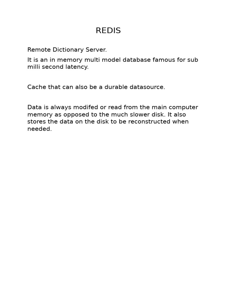Redis: Fast In-Memory Database Guide | PDF