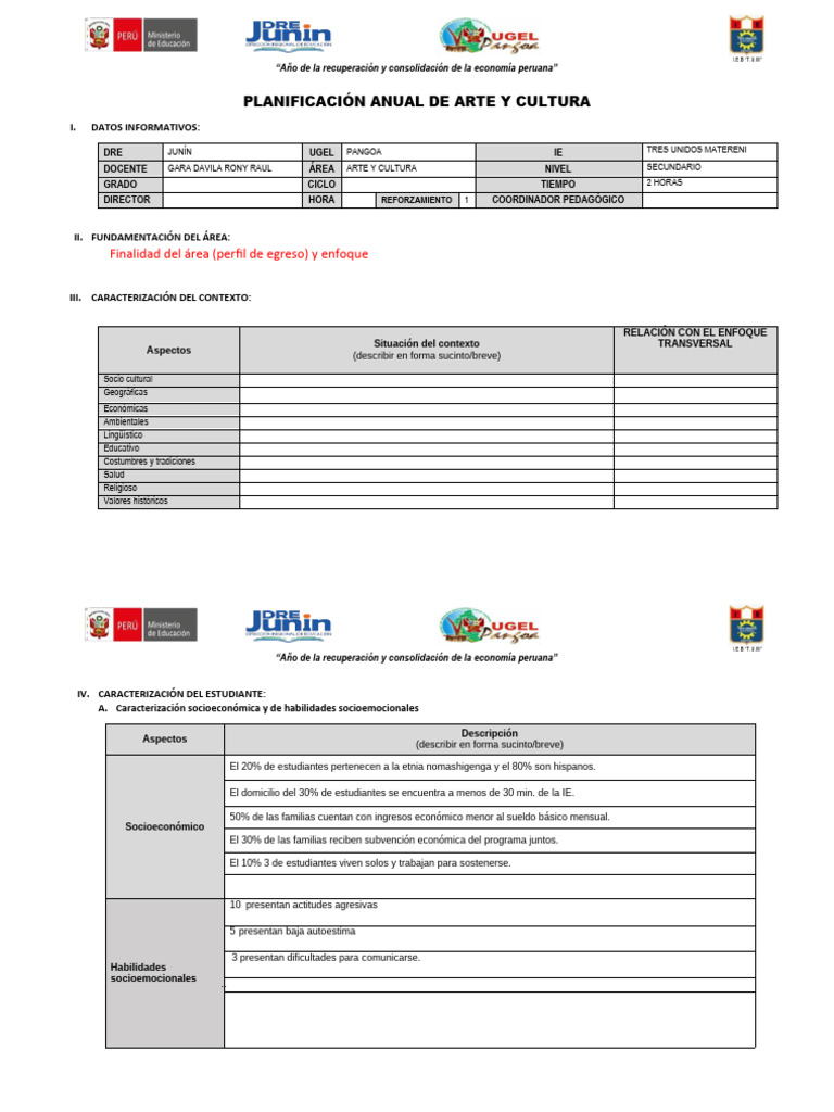 Plan Anual de Arte y Cultura 2025 | PDF | Evaluación | Aprendizaje