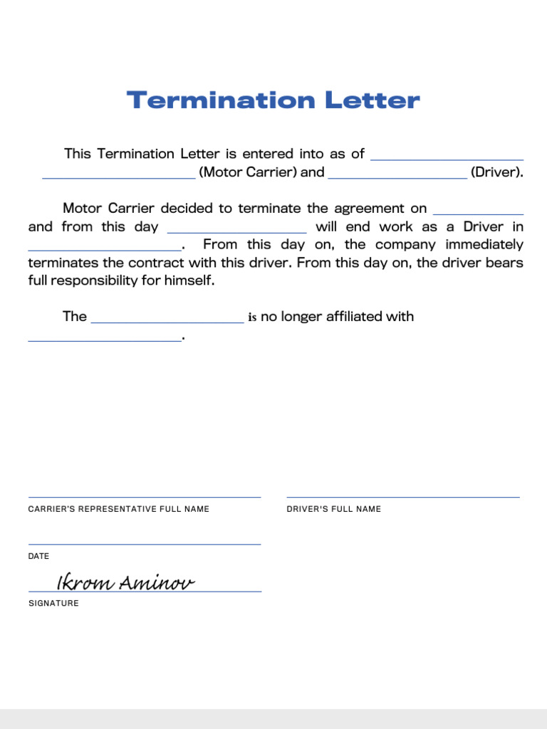 Termination Letter Marcus Hall | PDF