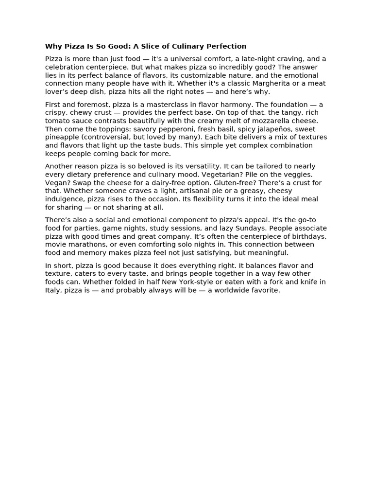 Why Pizza Is So Good | PDF