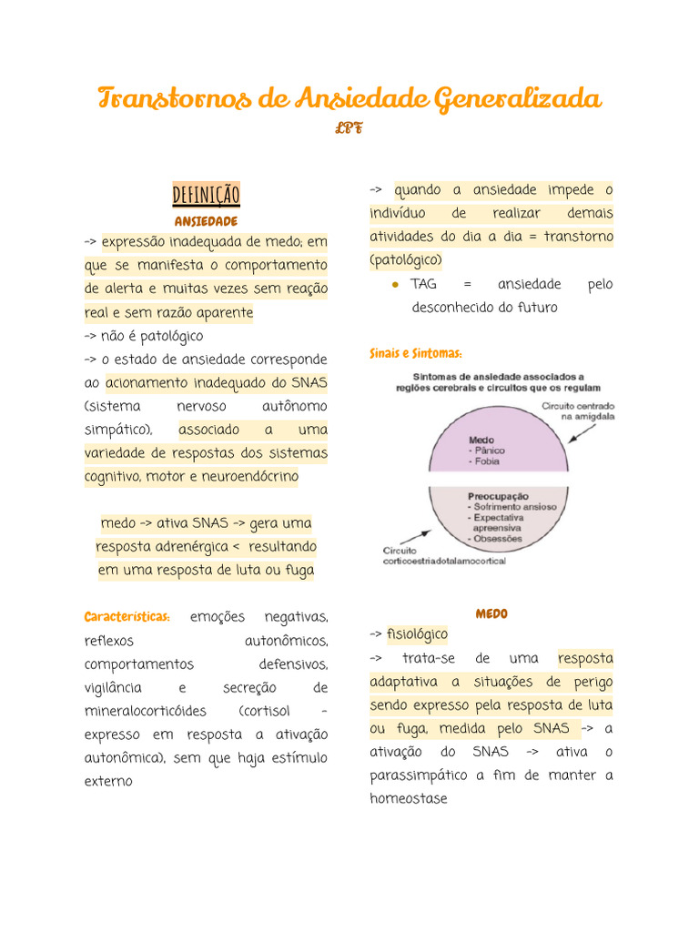 Aula 3 - Transtornos de Ansiedade Generalizada | PDF | Transtorno de ...
