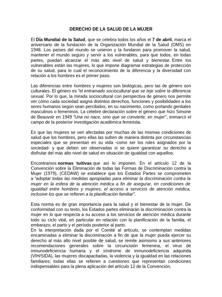 Salud de la Mujer: Derechos y Desafíos | PDF | Mujer | Violencia