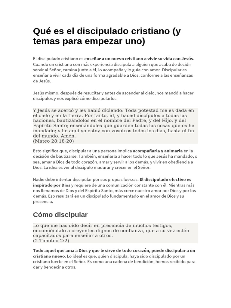 Introducción al Discipulado Cristiano | PDF | Amor | Cristo (título)