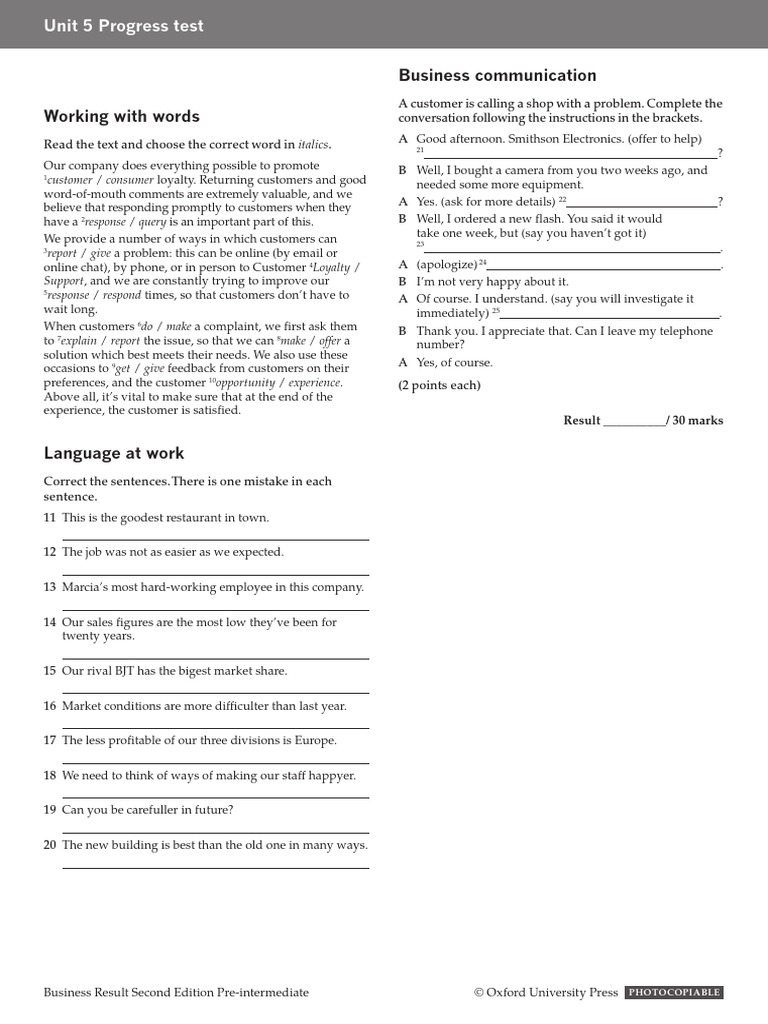 Unit 1 Progress Test Overview | PDF | Human Communication
