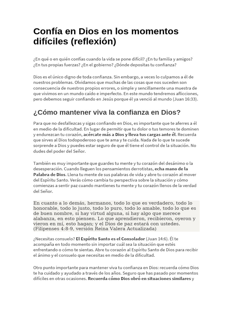 Confía en Dios en Los Momentos Difíciles | PDF | Dios