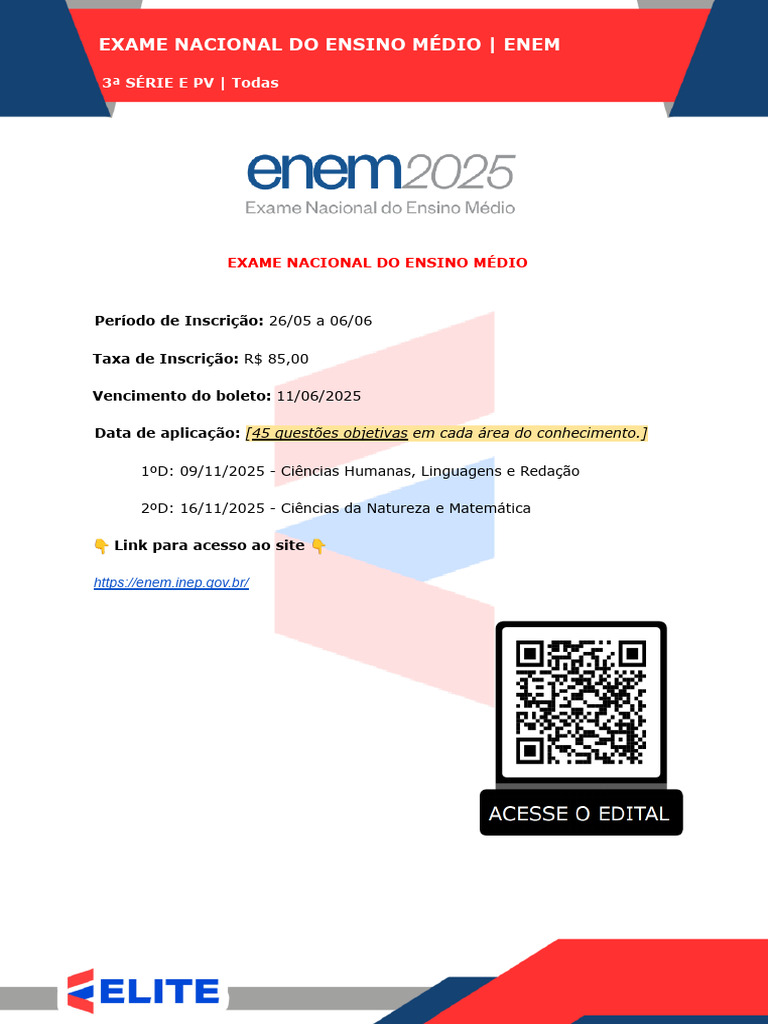 Edital ENEM 2025: Inscrições e Datas | PDF
