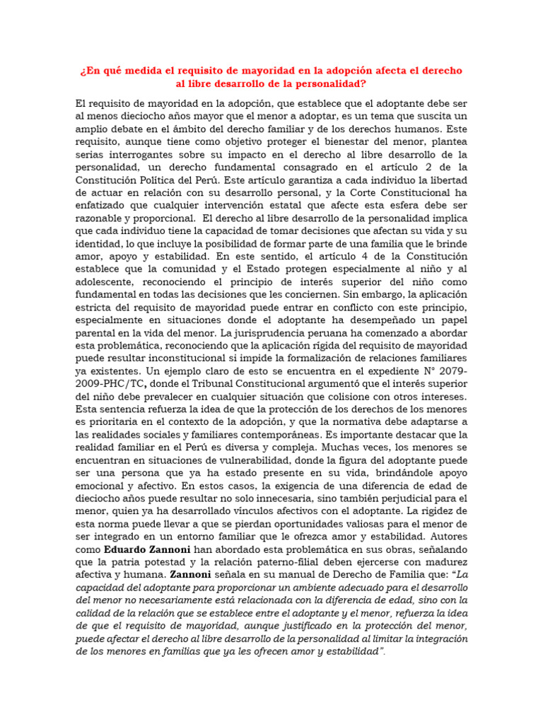 Impacto del requisito de mayoridad en adopción | PDF | Adopción ...