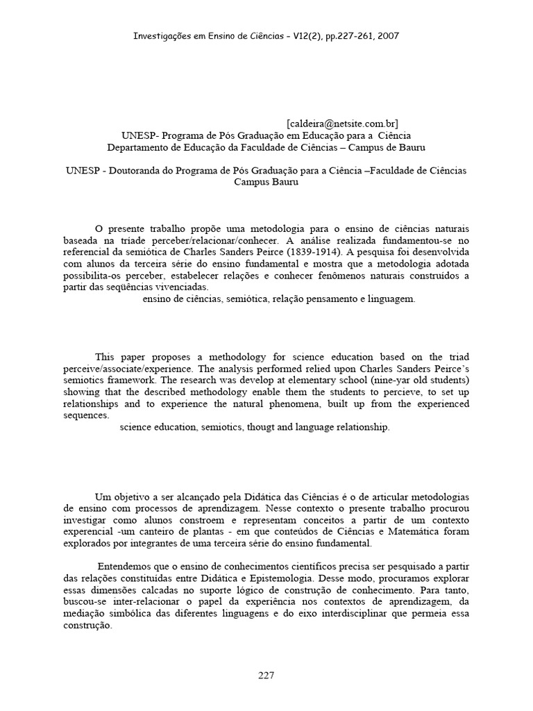 Metodologia de Ensino em Ciências Naturais | PDF | Raciocínio dedutivo ...