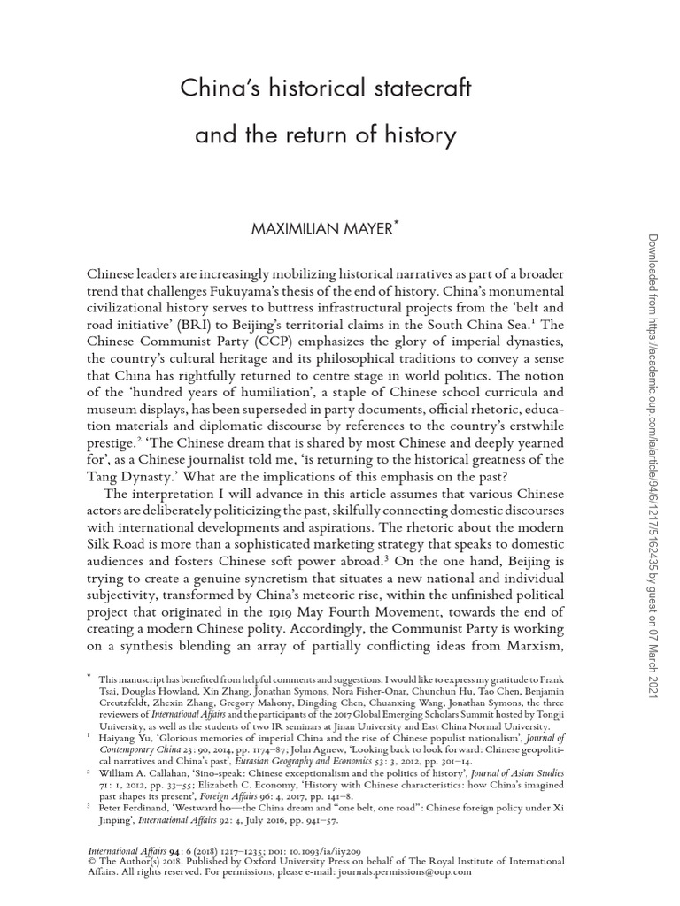 China's Historical Statecraft and Politics | PDF | China | World Politics