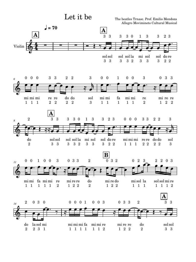 Let It Be: The Beatles Trnasc. Prof. Emilio Mendoza Allegro Movimineto ...
