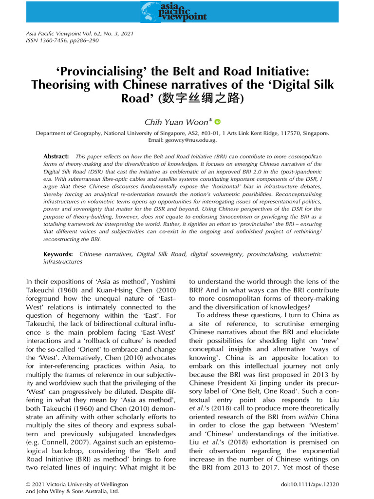 Provincialising' The Belt and Road Initiative | PDF | China | World ...