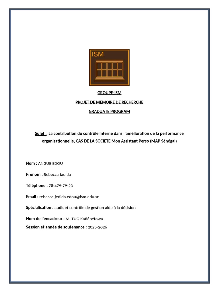 Contrôle interne et performance chez MAP | PDF | Contrôle interne | Risque