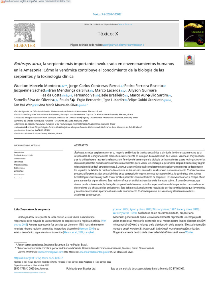 Veneno de Bothrops atrox en Amazonía | PDF | Veneno | Evolución