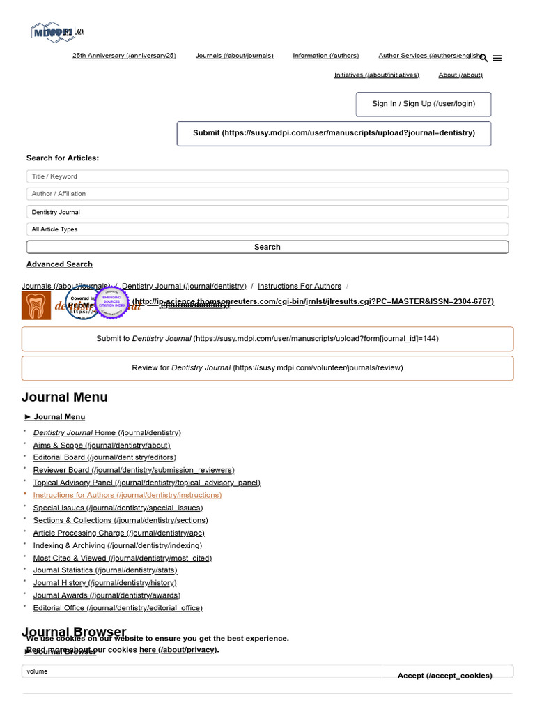 Author Guidelines for Dentistry Journal | PDF | Institutional Review ...