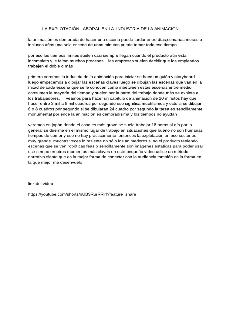 Explotación Laboral En Animación Pdf 