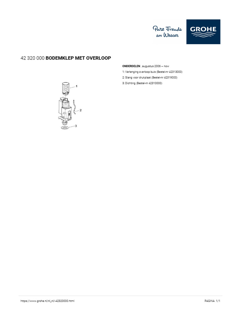 Grohe Av-1 Bodemklep Met Overloop Artikelnummer 42320000