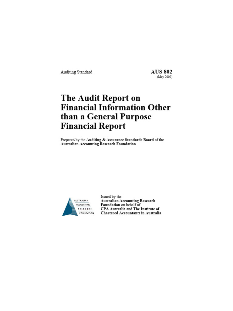 Audit Report Standards AUS 802 | PDF | Auditor's Report | Audit