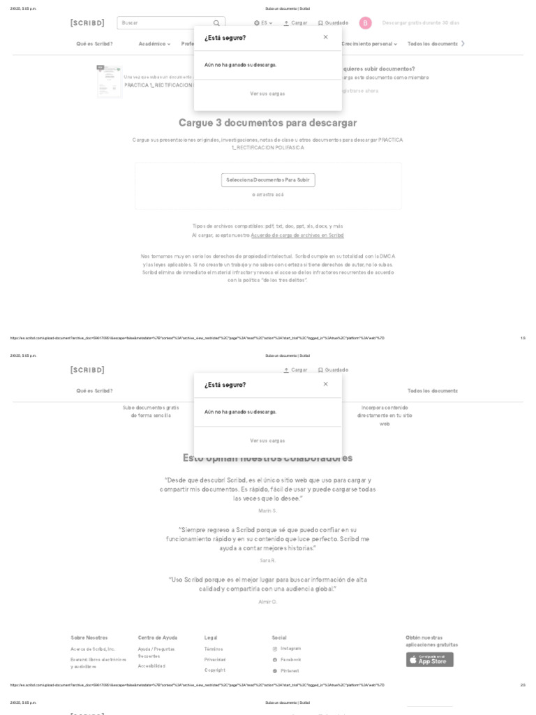 Carga y descarga de documentos en Scribd | PDF | Scribd | ciberespacio