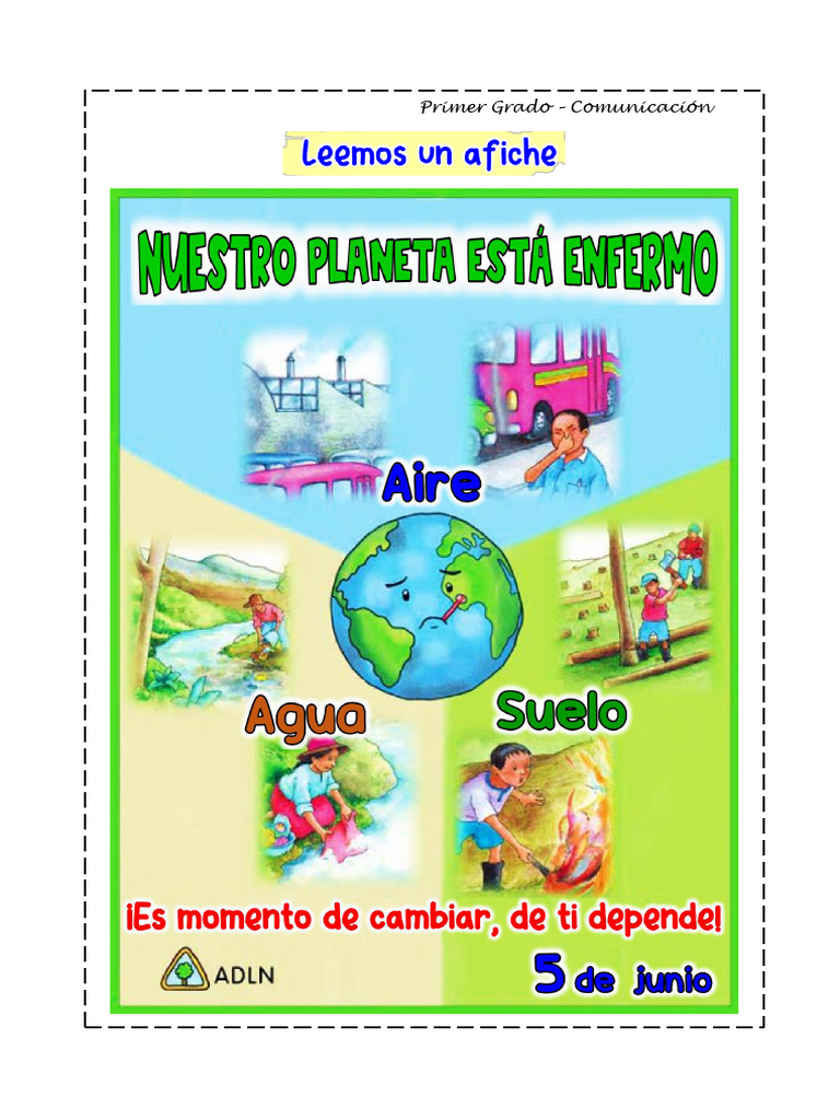 Ficha Com Leemos Un Afiche Cuidado Del Ambiente 02-06-25 | PDF